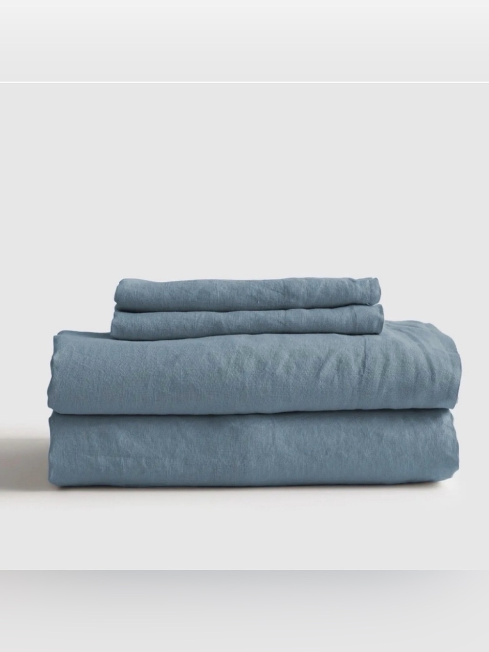 Quince European Linen Dusty Blue Sheet Set - Only 1 pillowcase Queen